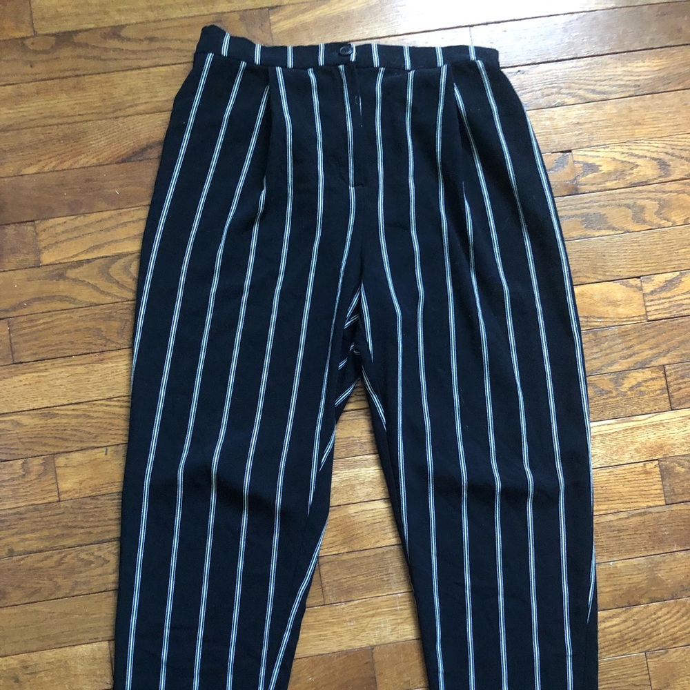 H&M High Rise Striped Straight Leg Trousers